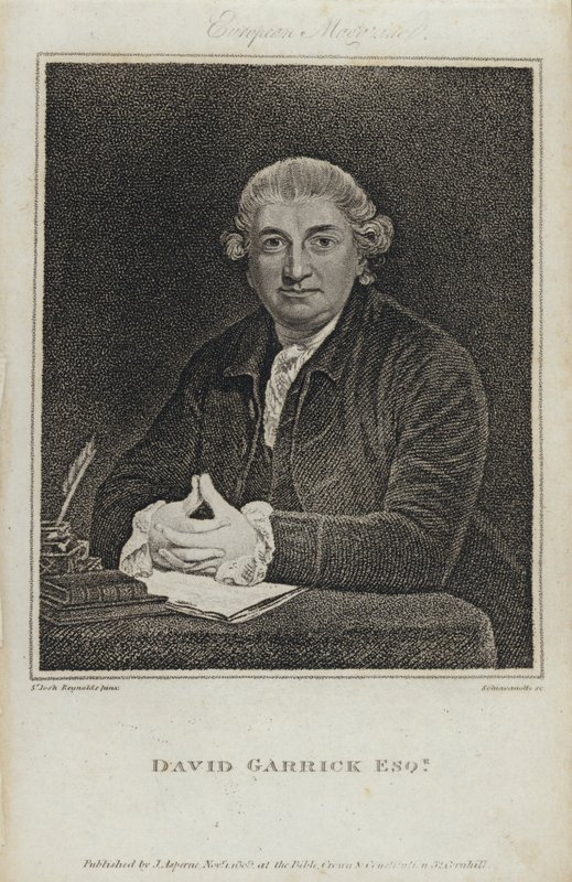 David Garrick, ator inglês, dramaturgo e diretor de teatro (gravura) de Joshua (after) Reynolds