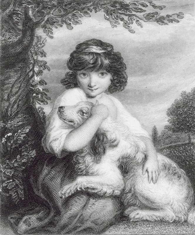 Ama-me, ama o meu cão (gravura) de Joshua (after) Reynolds