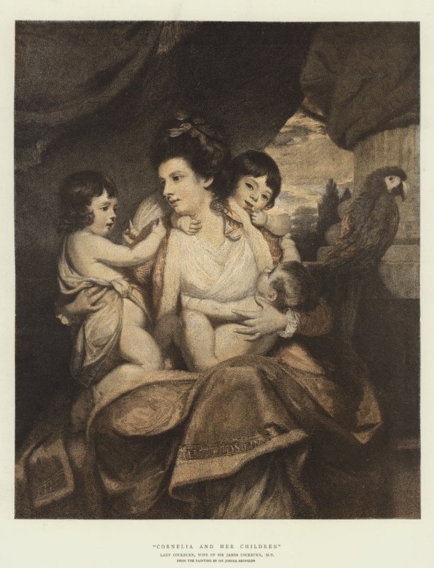 Cornelia e seus filhos (cromolitho) de Joshua Reynolds