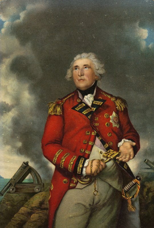 Lord Heathfield com a chave da fortaleza de Gibraltar na mão de Joshua Reynolds