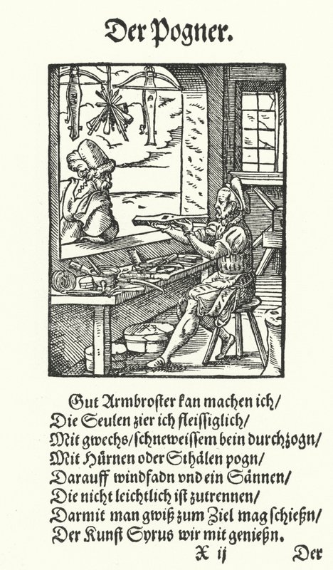 O Crossbow Maker (gravura) de Jost (after) Amman