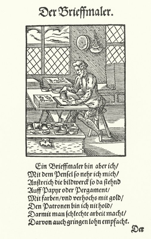 O Manuscript Illuminator (gravura) de Jost (after) Amman