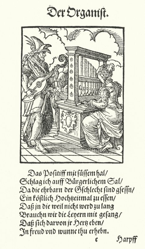 O Organista (gravura) de Jost (after) Amman
