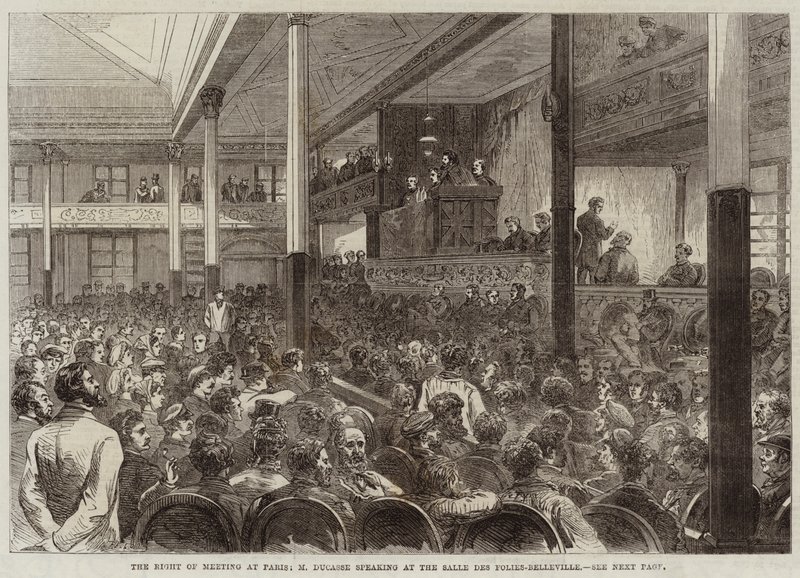 O direito de reunião em Paris, M Ducasse falando na Salle des Folies-Belleville de Jules Pelcoq