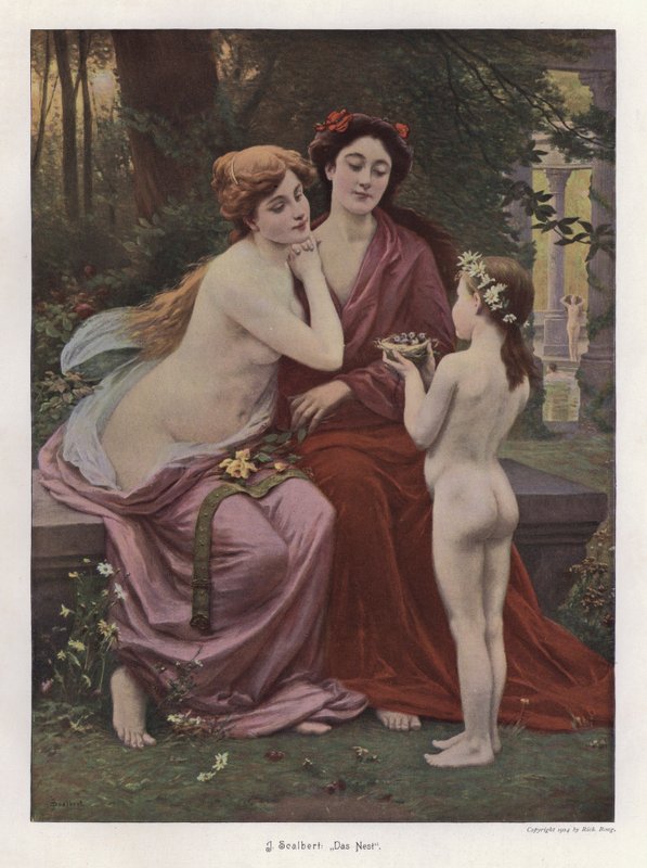 O Ninho (gravura colorida) de Jules (after) Scalbert