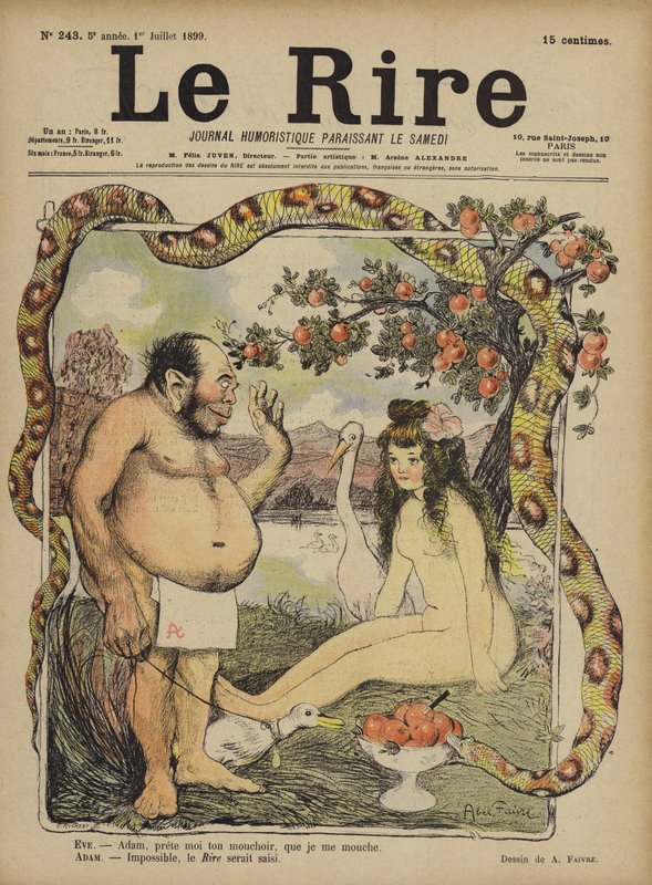 Adão e Eva, ilustração para Le Rire de Jules Abel Faivre