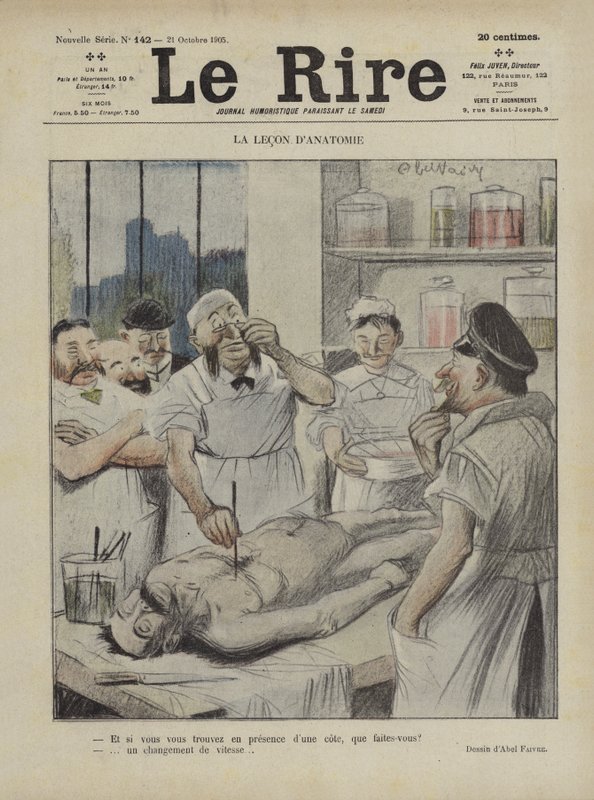 A aula de anatomia. Ilustração para Le Rire de Jules Abel Faivre