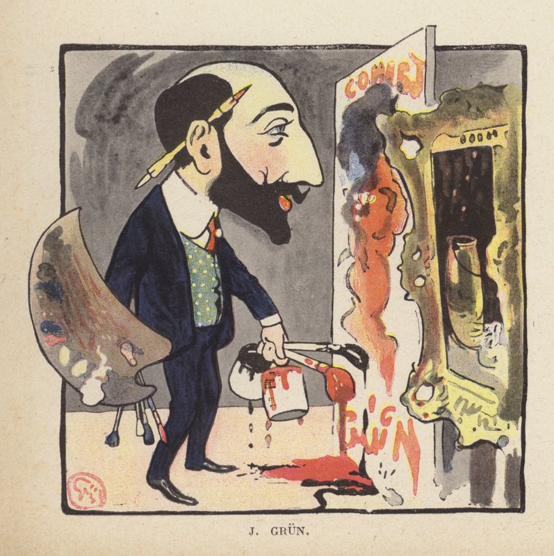 Auto-retrato do pintor e ilustrador francês Jean-Alexandre Grun (cor litho) de Jules Alexandre Gruen or Grun