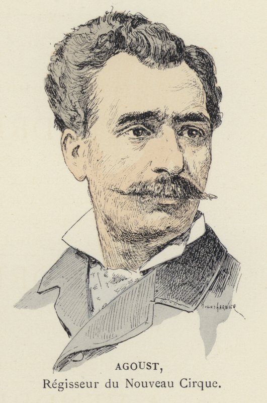 Agoust, diretor do Nouveau Cirque (cor litho) de Jules Arsene (after) Garnier