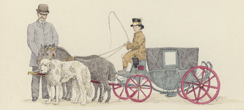 Carruagem dos anões (cor litho) de Jules Arsene (after) Garnier