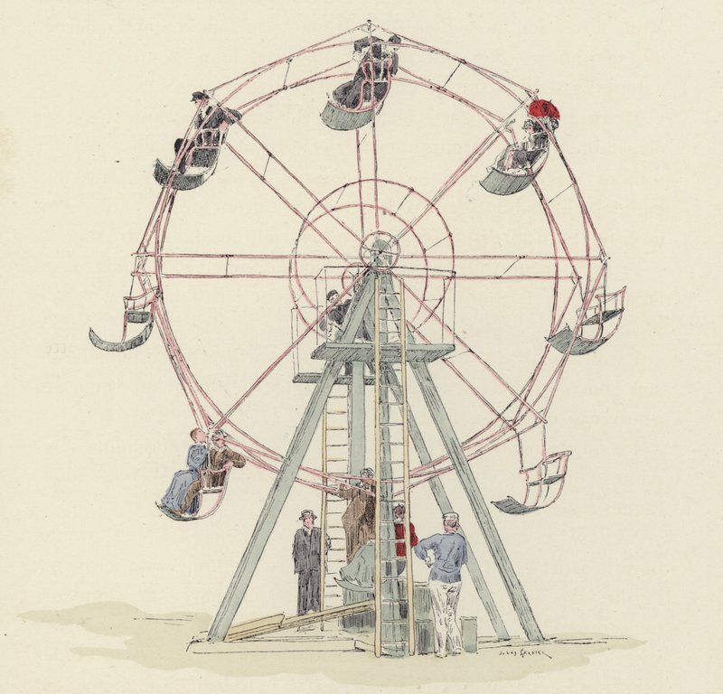 Roda do recinto da feira (cor litho) de Jules Arsene (after) Garnier