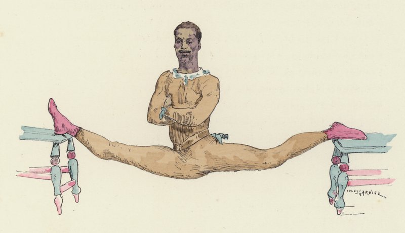 Ginasta masculina fazendo as rachaduras (cor litho) de Jules Arsene (after) Garnier