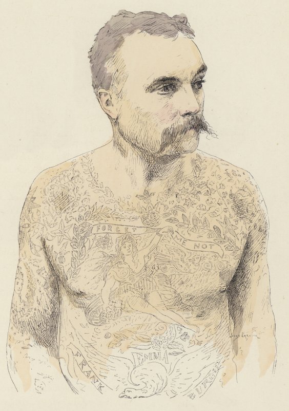 Tatuagens (cor litho) de Jules Arsene (after) Garnier
