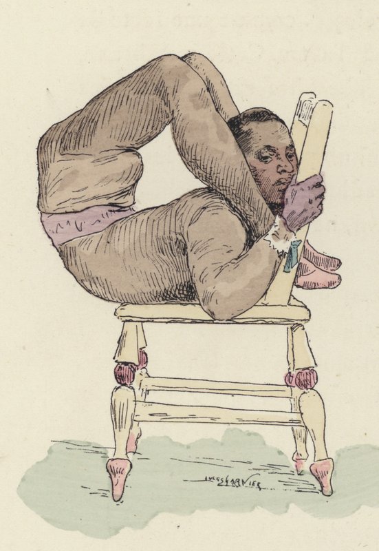 Contorcionista de circo na cadeira de Jules Arsene Garnier