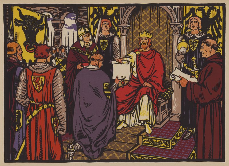 O Santo Imperador Romano Henrique VII concedendo o imediatismo imperial ao Cantão de Uri de Jules Courvoisier