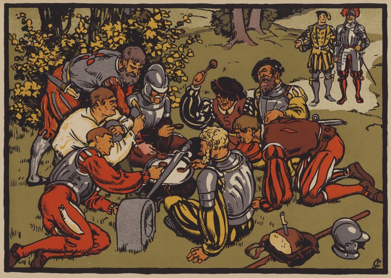 A crise da Reforma na Suíça (cor litho) de Jules Courvoisier