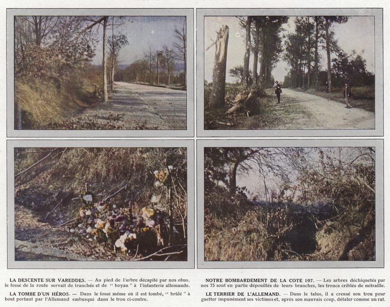 A descida em Vareddes, nosso bombardeio da colina 107, a tumba de um herói, o Terrier alemão de Jules Gervais Courtellemont