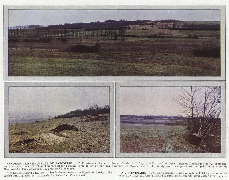 Panorama das alturas de Saint-Prix, entrincheiras de 77, um Villevenard de Jules Gervais Courtellemont