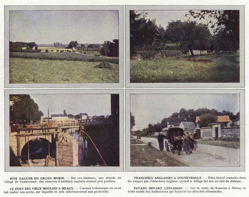 Margem esquerda de Grand Morin, Trincheiras inglesas em Coutevroult, A ponte dos velhos moinhos em Meaux, Fugindo da invasão de Jules Gervais Courtellemont