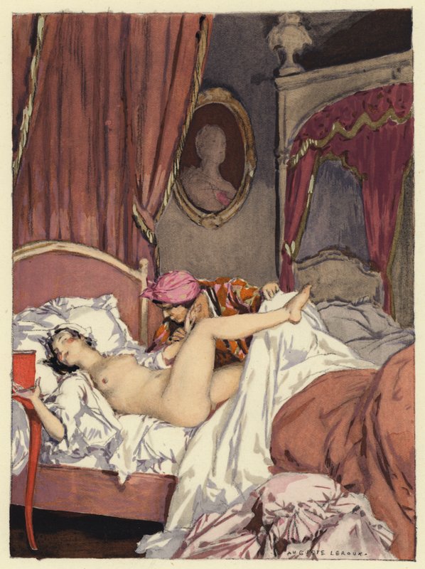 Ilustração para as memórias de Casanova (litografia a cores) de Jules Marie Auguste Leroux