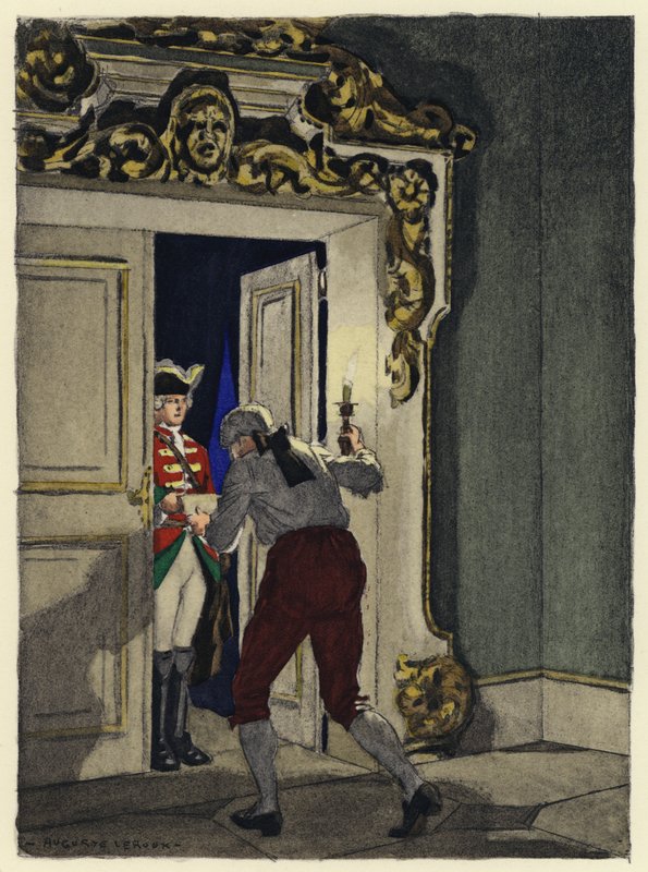 Ilustração para as memórias de Casanova (litografia a cores) de Jules Marie Auguste Leroux