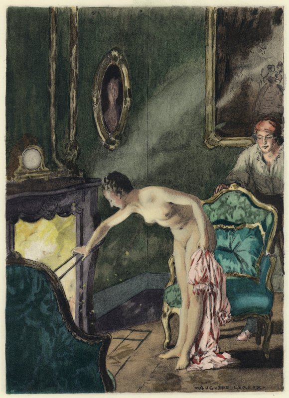 Ilustração para as memórias de Casanova (litografia a cores) de Jules Marie Auguste Leroux