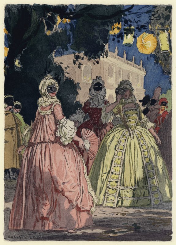 Ilustração para as memórias de Casanova (litografia a cores) de Jules Marie Auguste Leroux