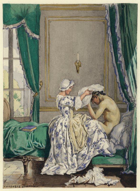 Ilustração para as memórias de Casanova (litografia a cores) de Jules Marie Auguste Leroux