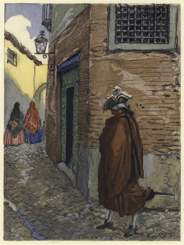 Ilustração para as memórias de Casanova (litografia a cores) de Jules Marie Auguste Leroux