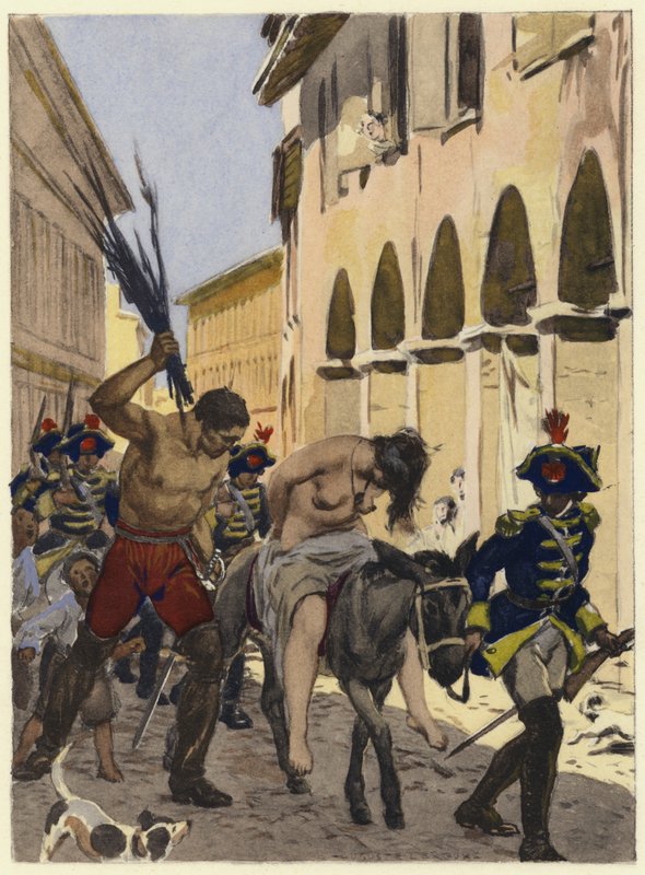 Ilustração para as memórias de Casanova (litografia a cores) de Jules Marie Auguste Leroux