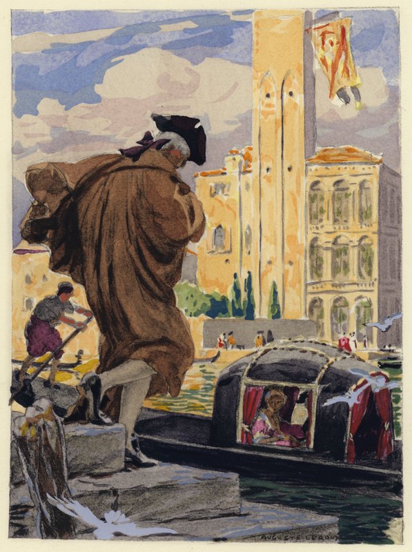 Ilustração para as memórias de Casanova (litografia a cores) de Jules Marie Auguste Leroux