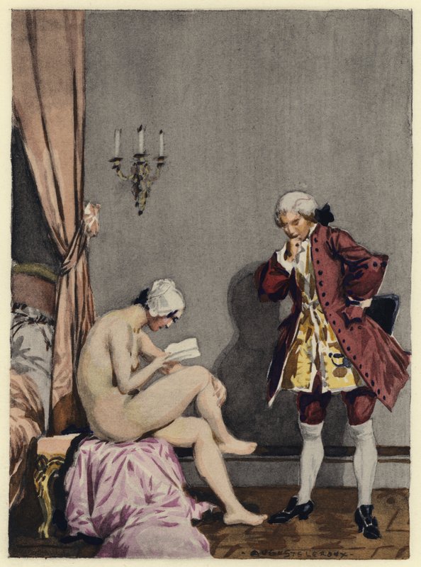 Ilustração para as memórias de Casanova (litografia a cores) de Jules Marie Auguste Leroux