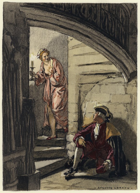 Ilustração para as memórias de Casanova (litografia a cores) de Jules Marie Auguste Leroux