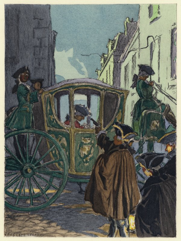 Ilustração para as memórias de Casanova (litografia a cores) de Jules Marie Auguste Leroux