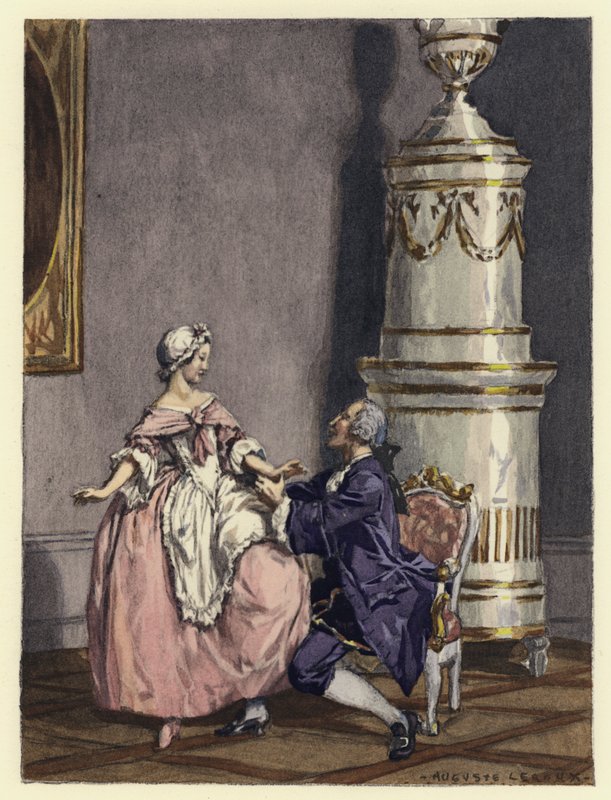 Ilustração para as memórias de Casanova (litografia a cores) de Jules Marie Auguste Leroux