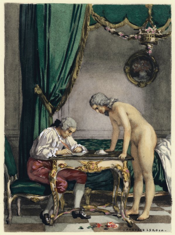Ilustração para as memórias de Casanova (litografia a cores) de Jules Marie Auguste Leroux