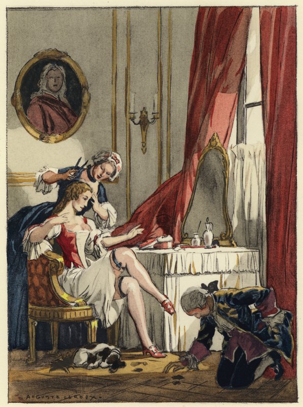 Ilustração para as memórias de Casanova (litografia a cores) de Jules Marie Auguste Leroux