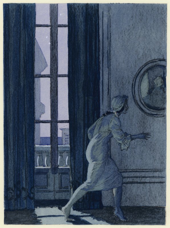 Ilustração para as memórias de Casanova (litografia a cores) de Jules Marie Auguste Leroux