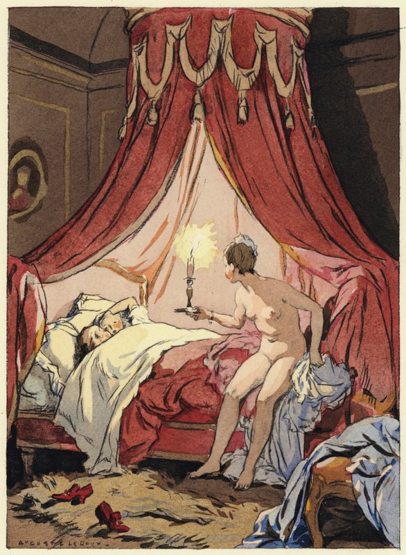 Ilustração para as memórias de Casanova (litografia a cores) de Jules Marie Auguste Leroux