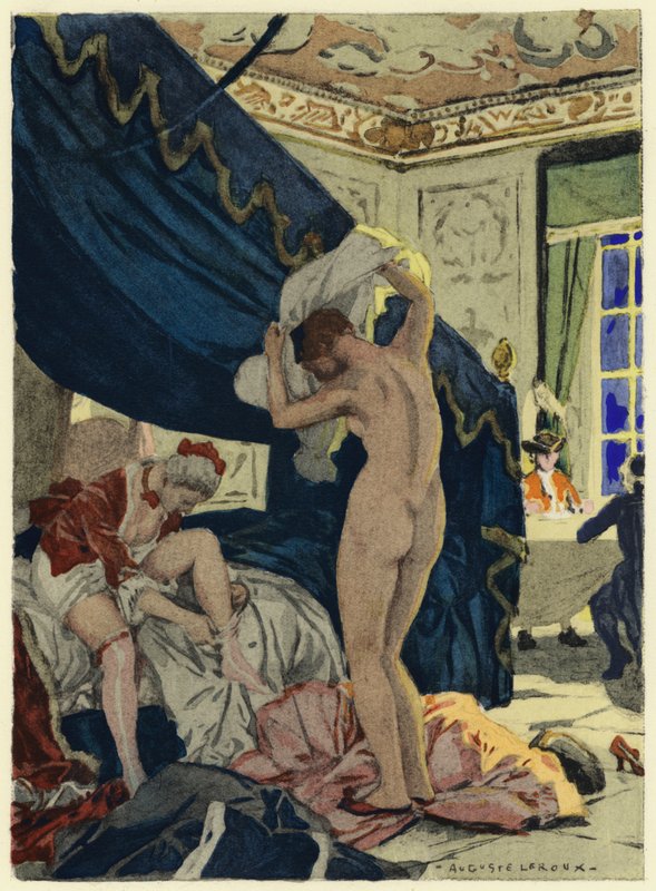 Ilustração para as memórias de Casanova (litografia a cores) de Jules Marie Auguste Leroux