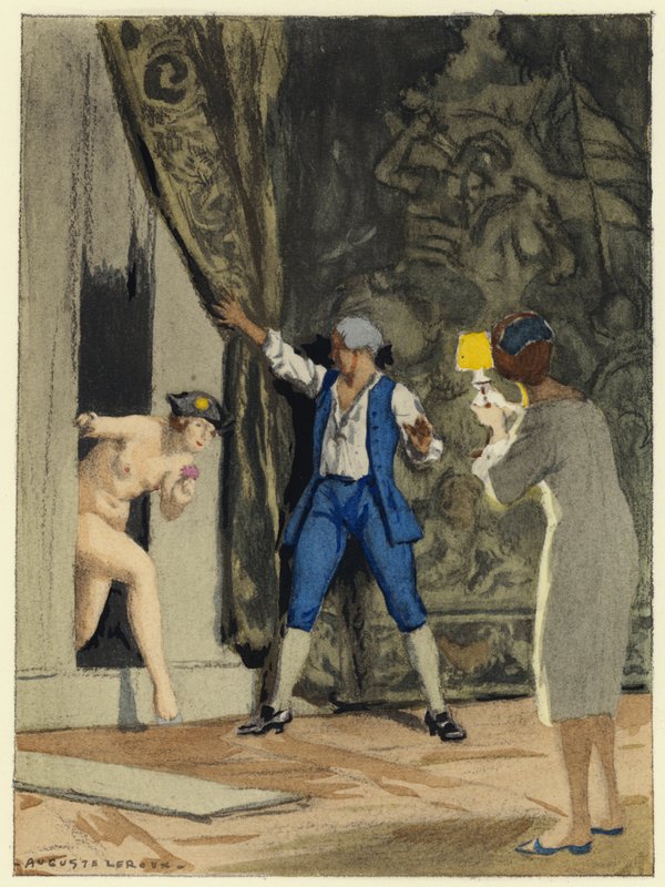 Ilustração para as memórias de Casanova (litografia a cores) de Jules Marie Auguste Leroux