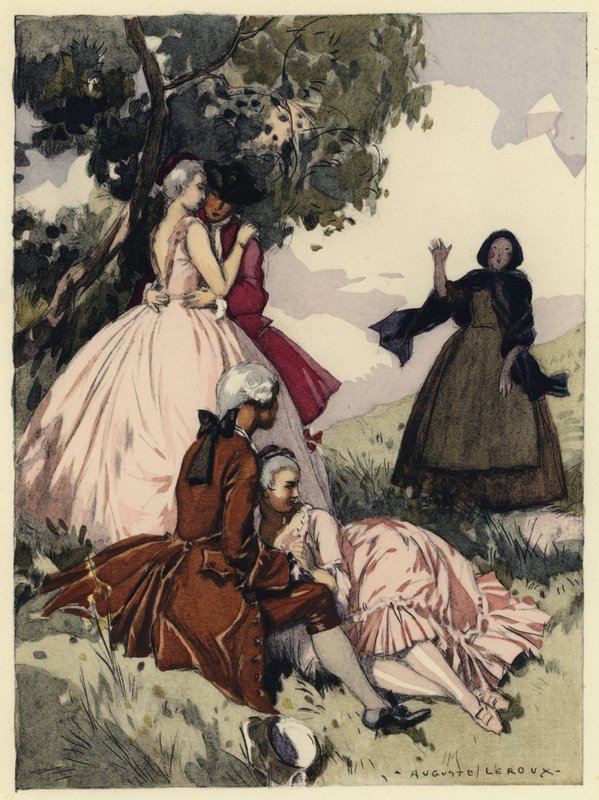 Ilustração para as memórias de Casanova (litografia a cores) de Jules Marie Auguste Leroux