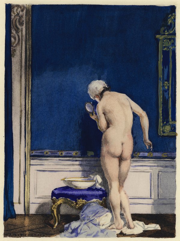 Ilustração para as memórias de Casanova (litografia a cores) de Jules Marie Auguste Leroux