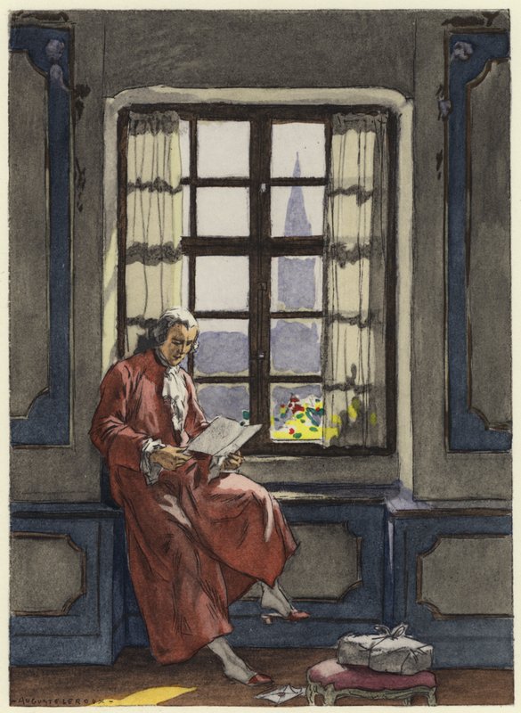 Ilustração para as memórias de Casanova (litografia a cores) de Jules Marie Auguste Leroux