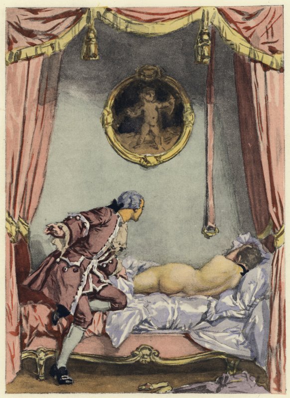 Ilustração para as memórias de Casanova (litografia a cores) de Jules Marie Auguste Leroux