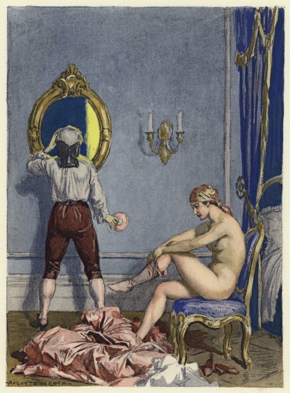 Ilustração para as memórias de Casanova (litografia a cores) de Jules Marie Auguste Leroux