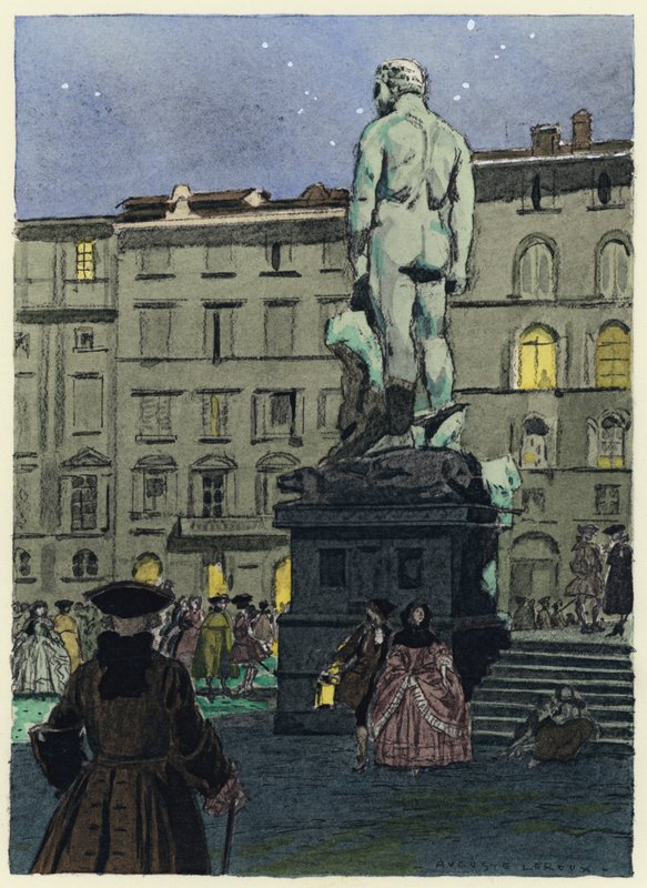 Ilustração para as memórias de Casanova (litografia a cores) de Jules Marie Auguste Leroux