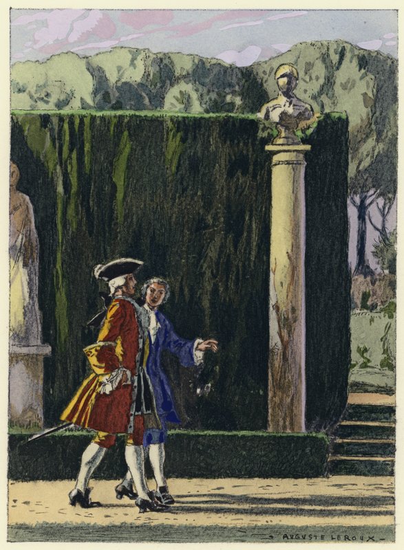 Ilustração para as memórias de Casanova (litografia a cores) de Jules Marie Auguste Leroux
