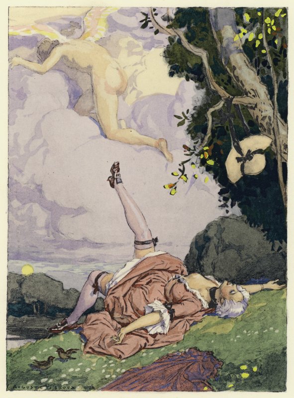 Ilustração para as memórias de Casanova (litografia a cores) de Jules Marie Auguste Leroux