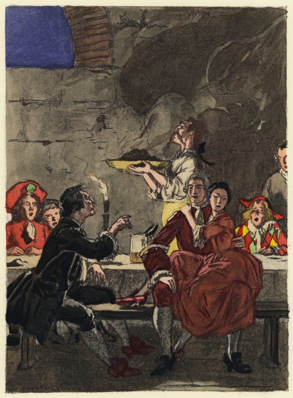 Ilustração para as memórias de Casanova (litografia a cores) de Jules Marie Auguste Leroux